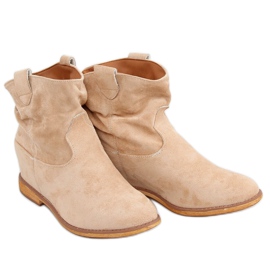 Beige støvler på en skjult kile B0-515 Khaki