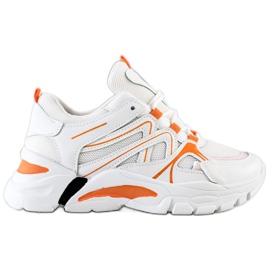SHELOVET Sneakers med orange indsats hvid