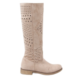Beige openwork støvler ST-53P Beige