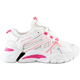 SHELOVET Sneakers med lyserød indsats hvid