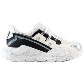 SHELOVET Sneakers med dekorativ platform hvid sort sølv grå