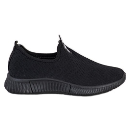 SHELOVET Behagelige tekstilsneakers sort