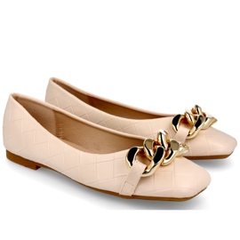 PS1 Elegante quiltede ballerinaer med beige kokokæde