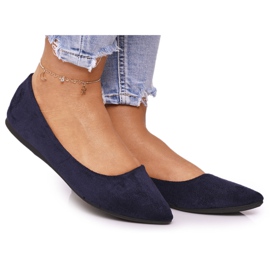 PS1 Delikat Ballerina I Spitz Navy Blue Suede Dermeno marine blå