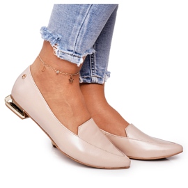 Kvinders loafers på guldhæl Laura Messi 2013 Beige