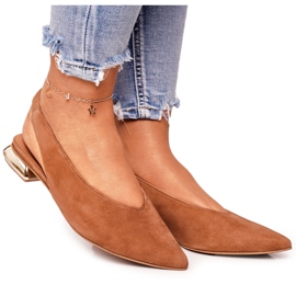 Ruskind Ballerinas På Guldhæl Laura Messi 2127 Camel brun