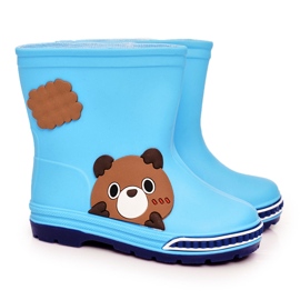 Børns wellies med bamse lyseblå