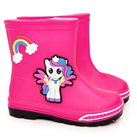 Børnegalosjer med en fuchsia -pony lyserød