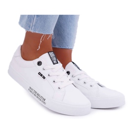 Kvinders lædersneakers med påskriften Big Star EE274316 Hvid sort
