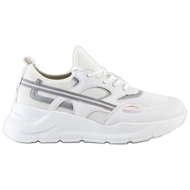 SHELOVET Casual hvide sneakers grå