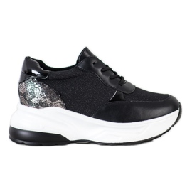 Bestelle Sorte sneakers med glitter sølv