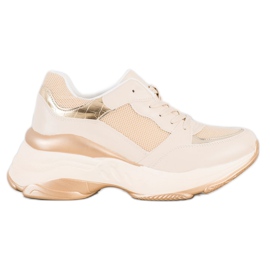 SHELOVET Stilfulde gyldne sneakers beige gylden