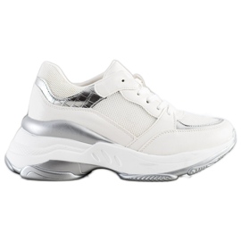 SHELOVET Stilfulde WHITE AND SILVER Sneakers hvid sølv