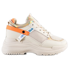 Marquiz Wedge Sneakers beige orange gylden