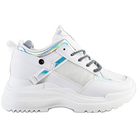 Marquiz Wedge Sneakers hvid sølv