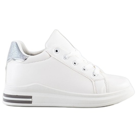 Diamantique Wedge sneakers med glitter hvid sølv