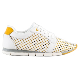 Kylie Hvide og gule Openwork sneakers
