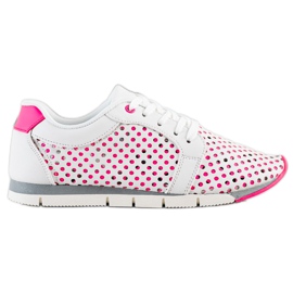 Kylie Hvide og lyserøde Openwork sneakers