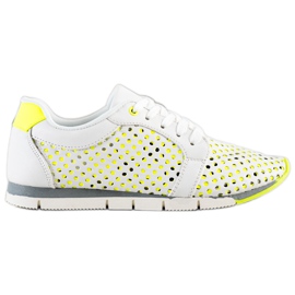 Kylie Hvide og grønne Openwork sneakers