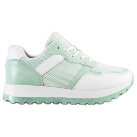 Bestelle Sneakers med glitterplatform hvid grøn