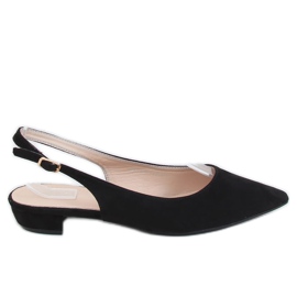 Sort MM-801 Sort ballerina med åben hæl