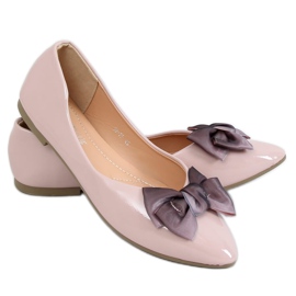 Kvinder beige og pink patent ballerinaer 98-37 nøgen lyserød