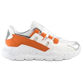 Ideal Shoes Sneakers med orange indsats hvid