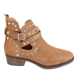 Støvler skåret med studs kamel NS196P Camel brun