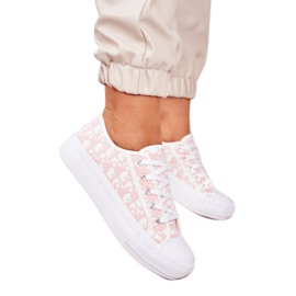 PS1 Daphne Kvinder Logged Sneakers Hvid og Pink lyserød