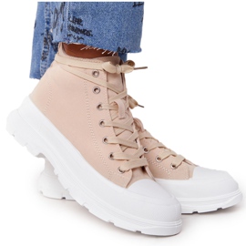 FB2 Kvinders høje sneakers Beige Trissy på en stor sål