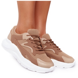 FB2 Kvinders sneakers på stor sål lysebrun vrangforestilling