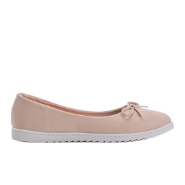 Dame beige ballerinaer med en Bridget sløjfe