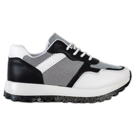 Bestelle Sneakers med glitterplatform hvid sort