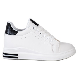 Ideal Shoes Spring Wedge Sneakers hvid sort