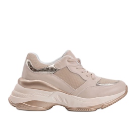 Gyldne sneakers med en fyldig Lydia sål beige