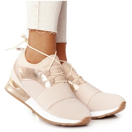 FB2 Kvinders sportssko Sneakers Beige og guld Netta gylden