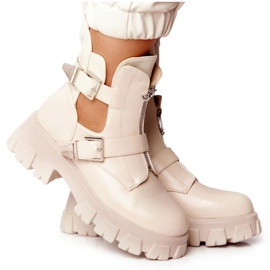 FB2 Kvinders platformarbejderstøvler Beige Cosmic Love