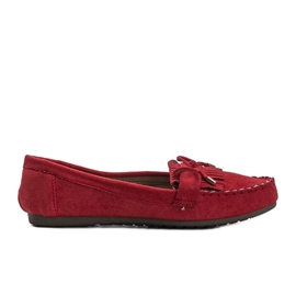 Røde Kira loafers med øko-ruskind