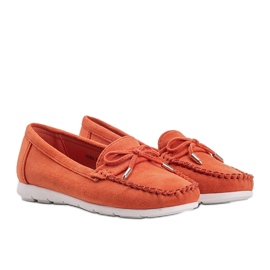 Orange loafers i økologisk ruskind med en Mckayla-sløjfe