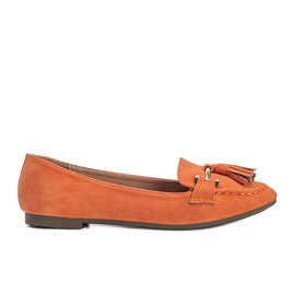 Orange loafers med frynser