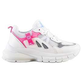SHELOVET Sneakers på platformen med mesh hvid lyserød