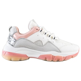 Ideal Shoes Sneakers på den lyserøde platform hvid