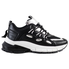 SHELOVET Stilfulde Eco Leather Sneakers sort sølv