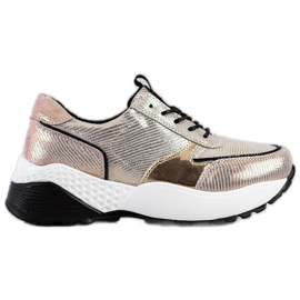 VINCEZA Golden Leather Sneakers sort gylden