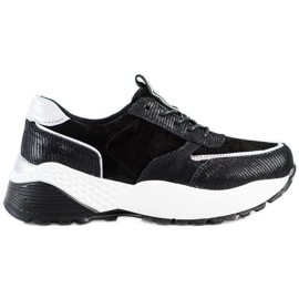 VINCEZA sorte læder sneakers sølv