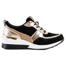 Sort og guld læder sneakers VINCEZA gylden