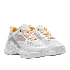 Hvide sneakers med holografiske skær Karlie lyserød
