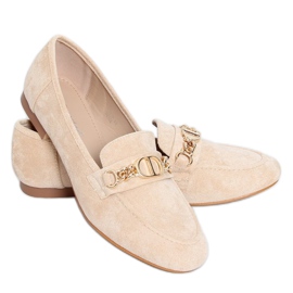 Ladies 'beige loafers T393P Beige