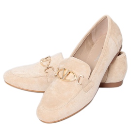 Dame beige loafers T395 Beige