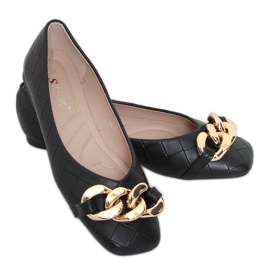 Sort Loafers med kæde T390P Sort